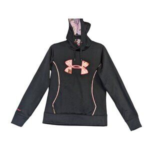 Under Armour Coldgear Black Hoodie With Pink Camo Accents & Logo Womens S